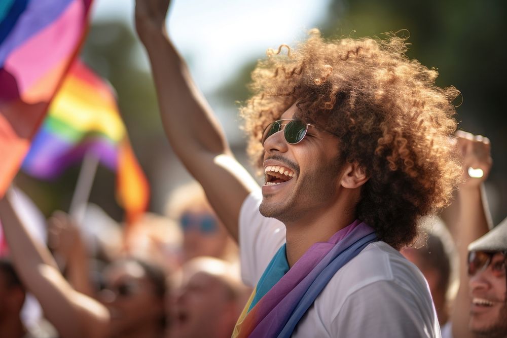 Parade laughing cheering portrait. 