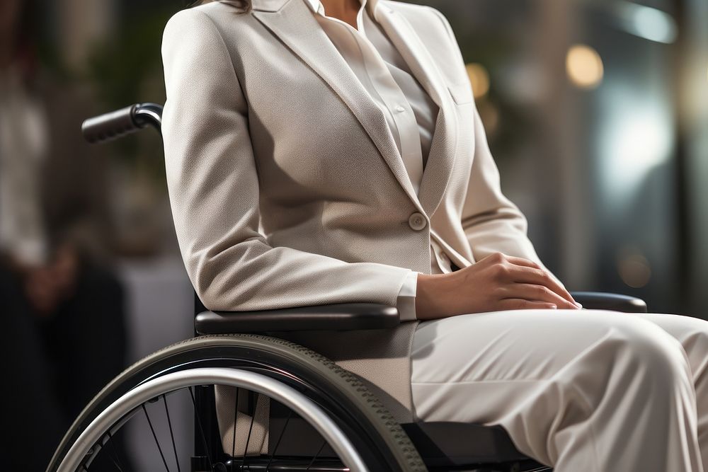 Wheelchair adult woman suit. AI generated Image by rawpixel.