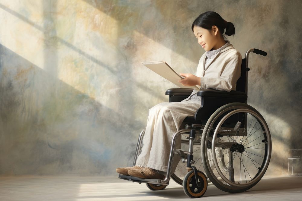 Sitting wheel chair contemplation. AI generated Image by rawpixel.