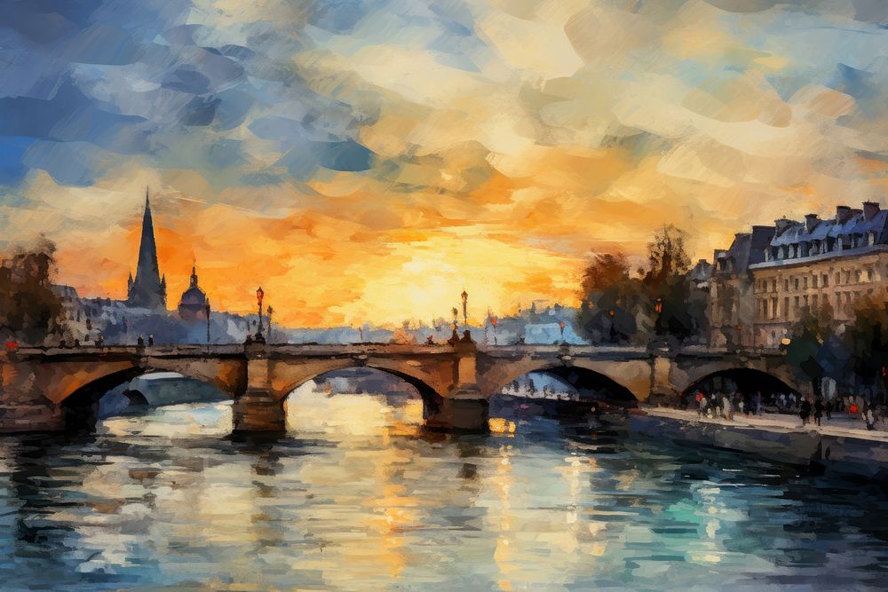 Pont neuf outdoors painting bridge. AI generated Image by rawpixel.