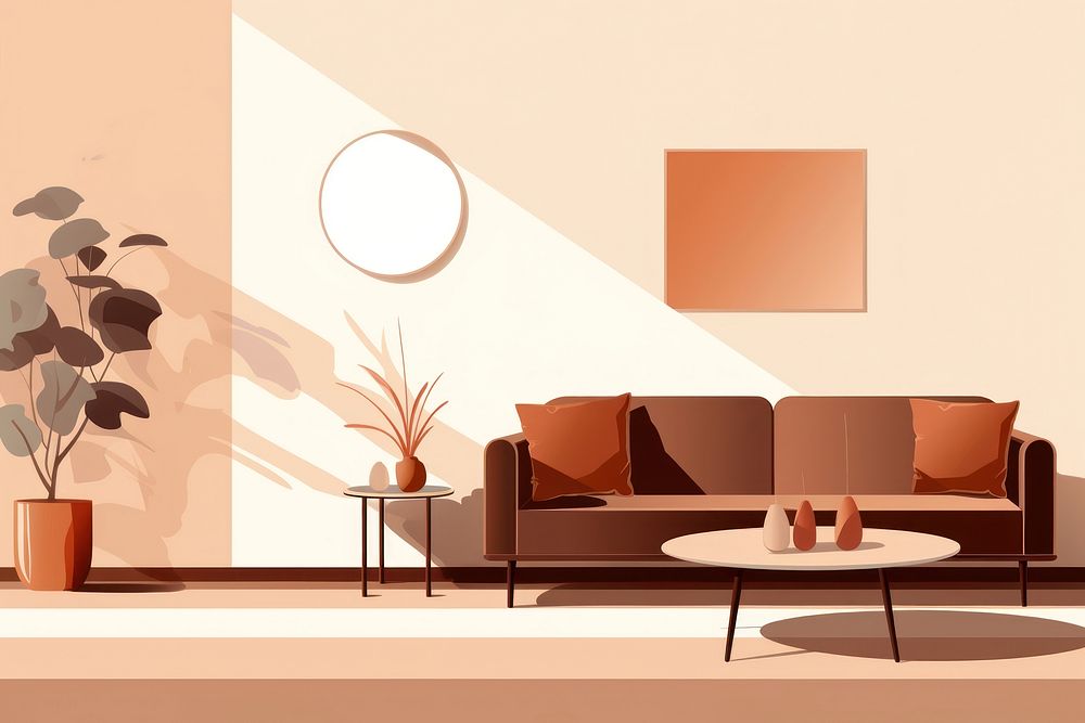 Modern living room wall architecture furniture.