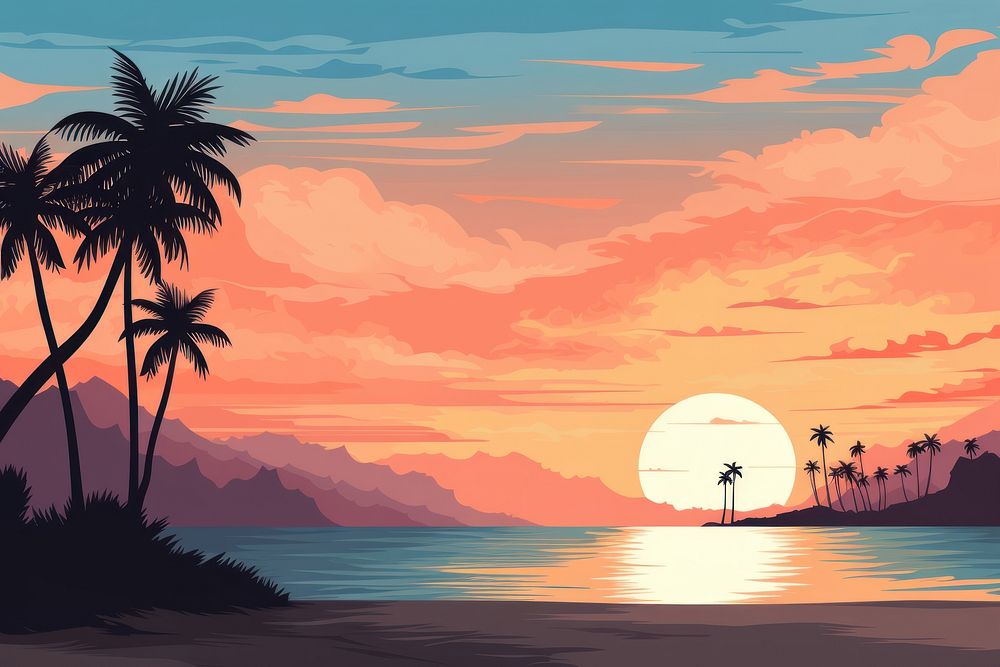 Beach landscape outdoors sunset. AI generated Image by rawpixel.