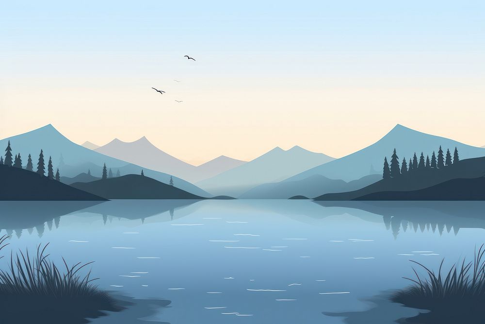 Lake landscape mountain outdoors. AI generated Image by rawpixel.