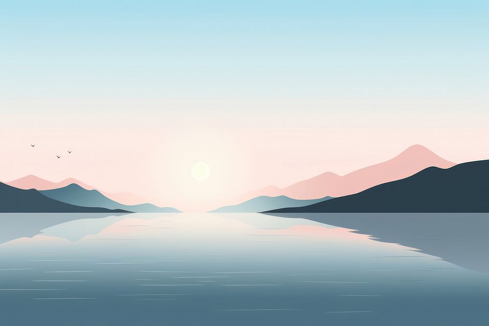Lake landscape outdoors horizon. AI generated Image by rawpixel.