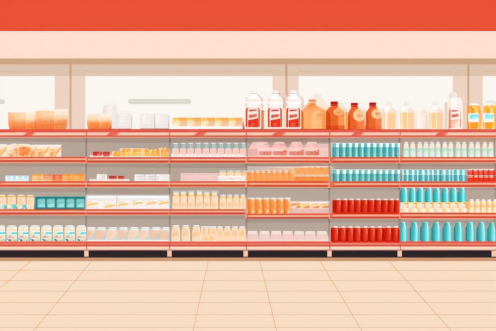 Supermarket architecture arrangement consumerism. AI generated Image by rawpixel.