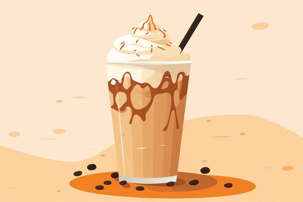 Caramel milkshake dessert drink food. AI generated Image by rawpixel.