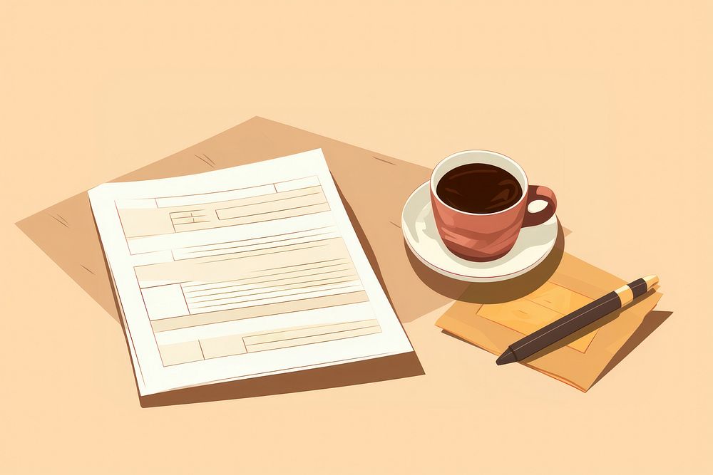 Tax payment accounting document coffee text. AI generated Image by rawpixel.