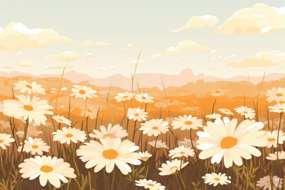 Daisy field backgrounds landscape outdoors. AI generated Image by rawpixel.
