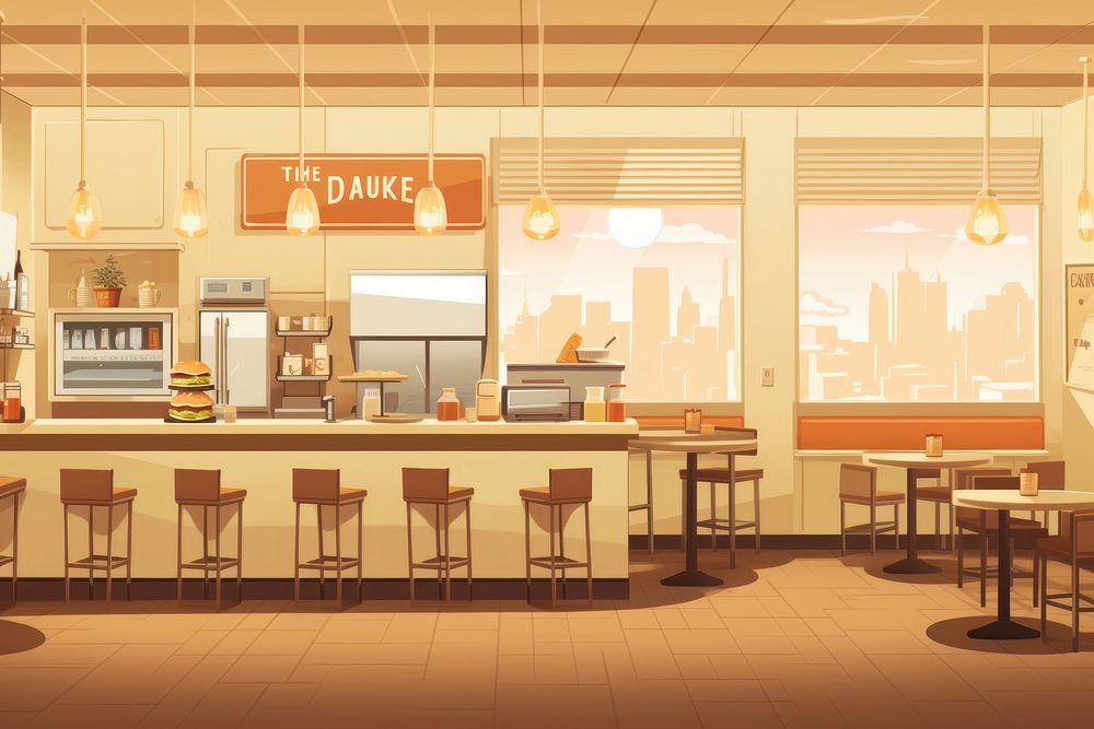 Hamburger bar restaurant cafeteria furniture. AI generated Image by rawpixel.