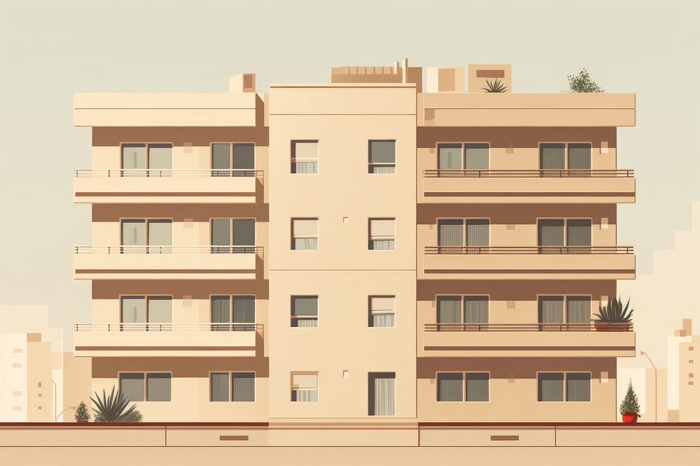 Apartment building architecture city neighbourhood. AI generated Image by rawpixel.