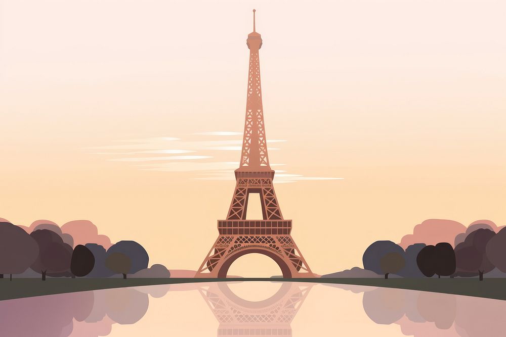 Paris Eiffel Tower tower architecture building. AI generated Image by rawpixel.