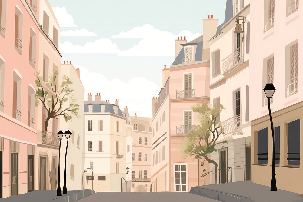 Paris street architecture building. AI generated Image by rawpixel.