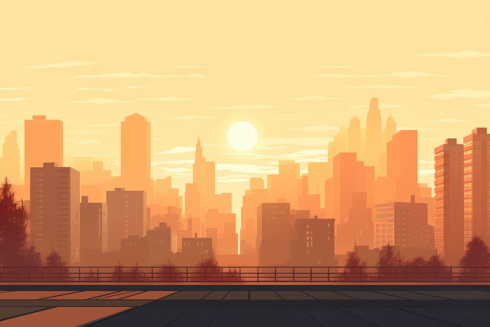 City sunrise architecture landscape cityscape. 