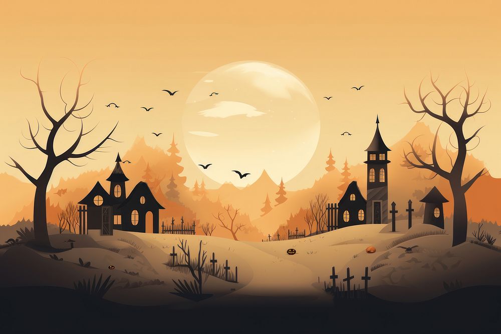 Halloween architecture landscape building. AI generated Image by rawpixel.