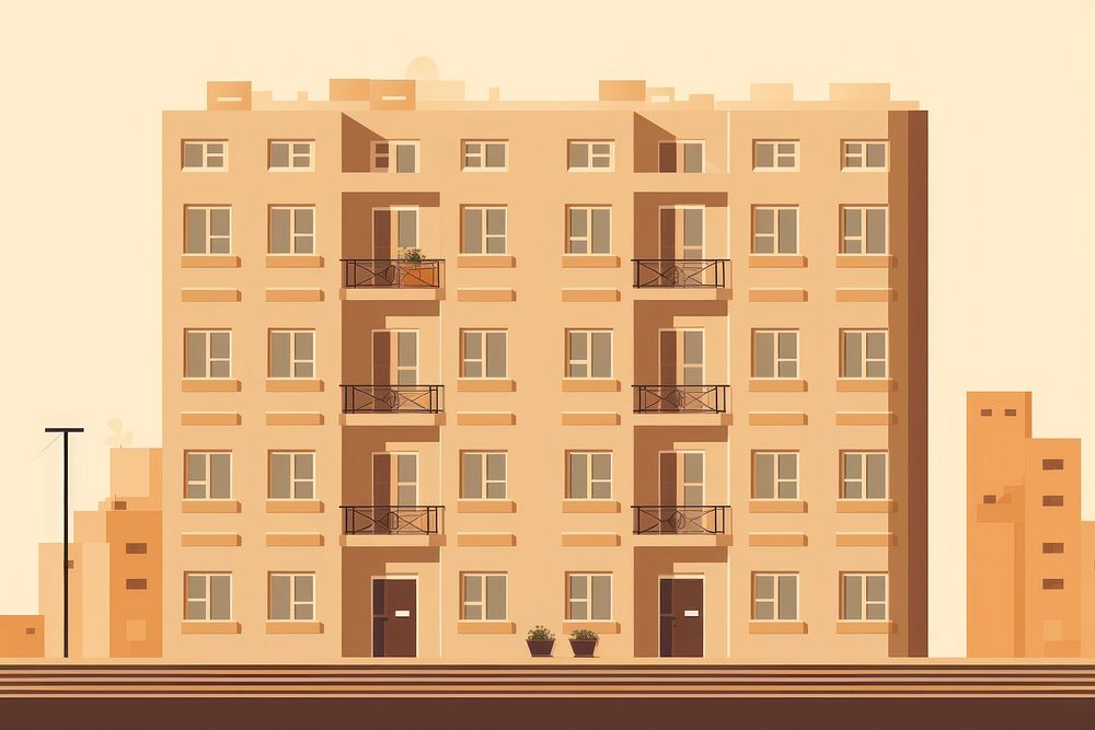 Apartment building architecture city neighbourhood. AI generated Image by rawpixel.
