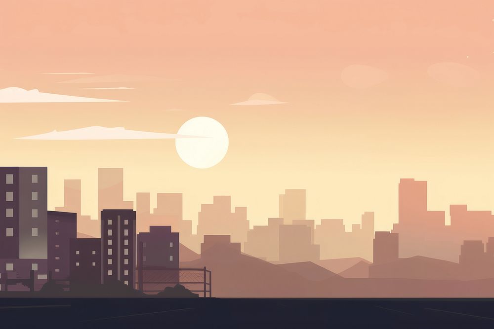 Sunset architecture landscape cityscape. AI generated Image by rawpixel.