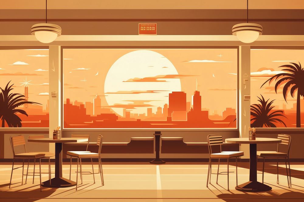 Hamburger bar architecture restaurant furniture. AI generated Image by rawpixel.