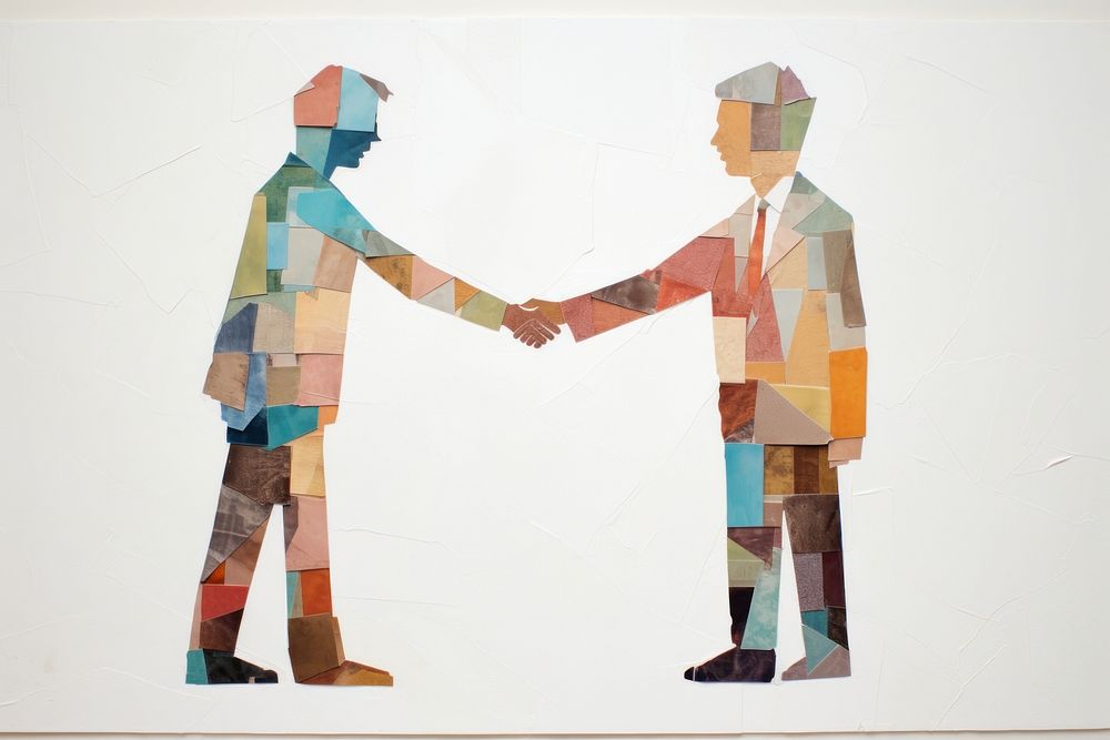 Business handshake painting art togetherness. AI generated Image by rawpixel.