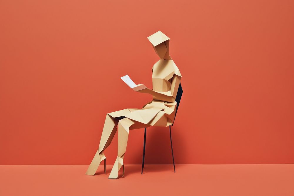 Woman reading information paper origami art. AI generated Image by rawpixel.