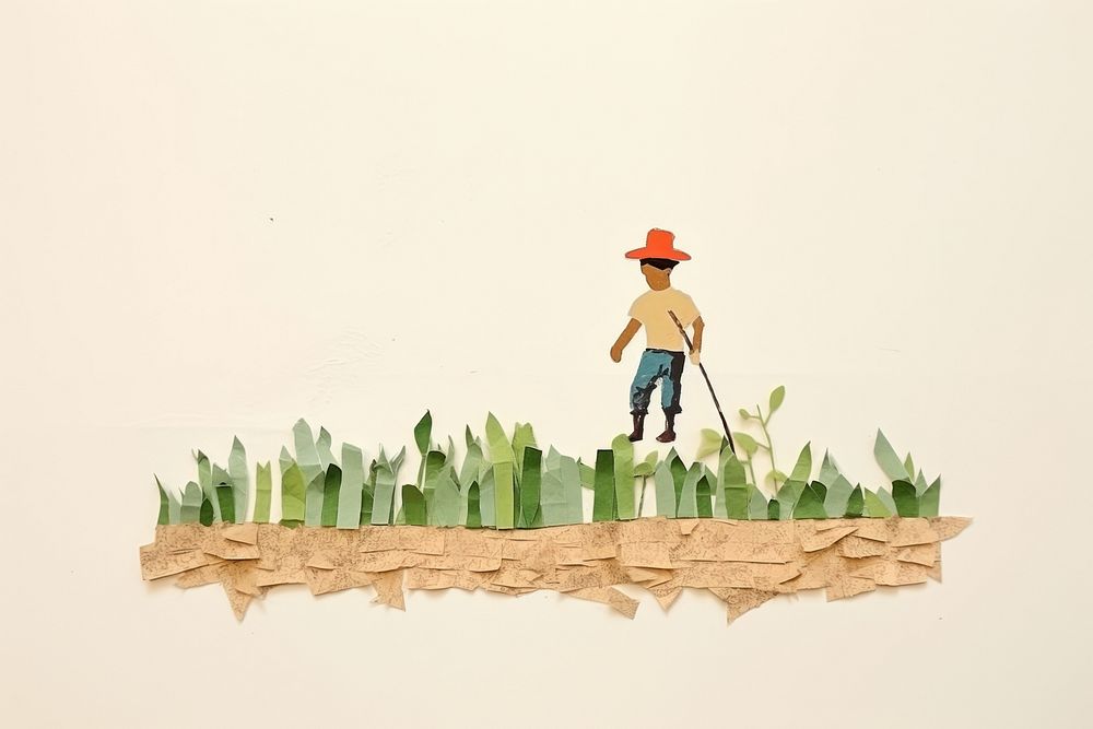 Farmer planting corps outdoors nature art. AI generated Image by rawpixel.