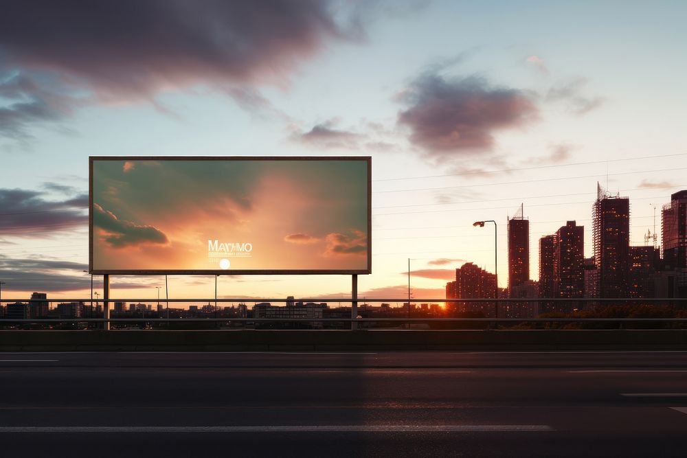 Billboard signs sky outdoors screen. AI generated Image by rawpixel.