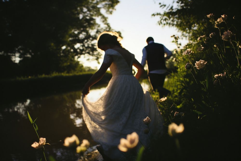 Wedding outdoors flower nature. AI generated Image by rawpixel.