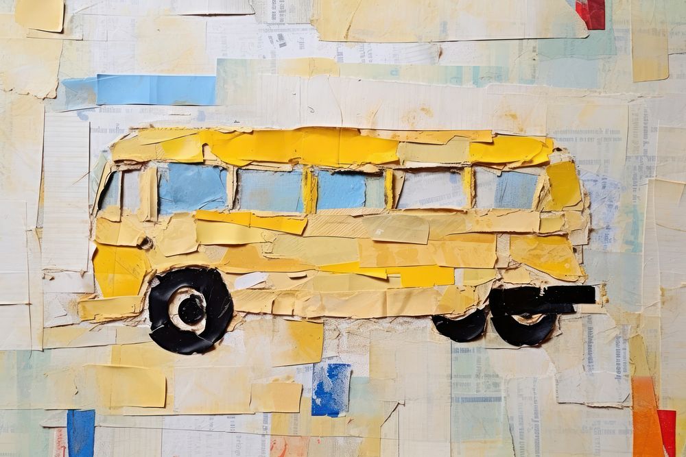 School bus backgrounds painting vehicle. AI generated Image by rawpixel.