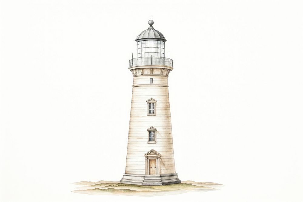Lighthouse architecture building drawing. AI generated Image by rawpixel.