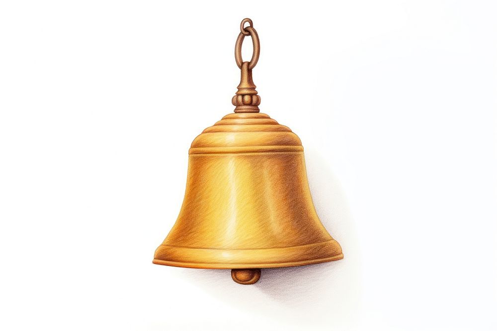 Bell lamp gold white background. AI generated Image by rawpixel.
