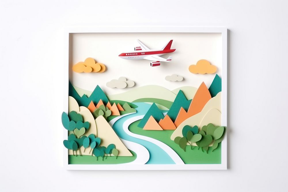 Travel painting airplane craft. AI generated Image by rawpixel.