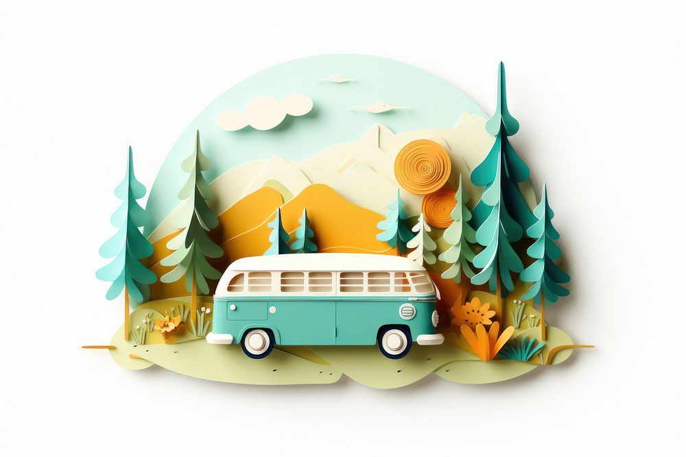 Travel vehicle bus art. AI generated Image by rawpixel.