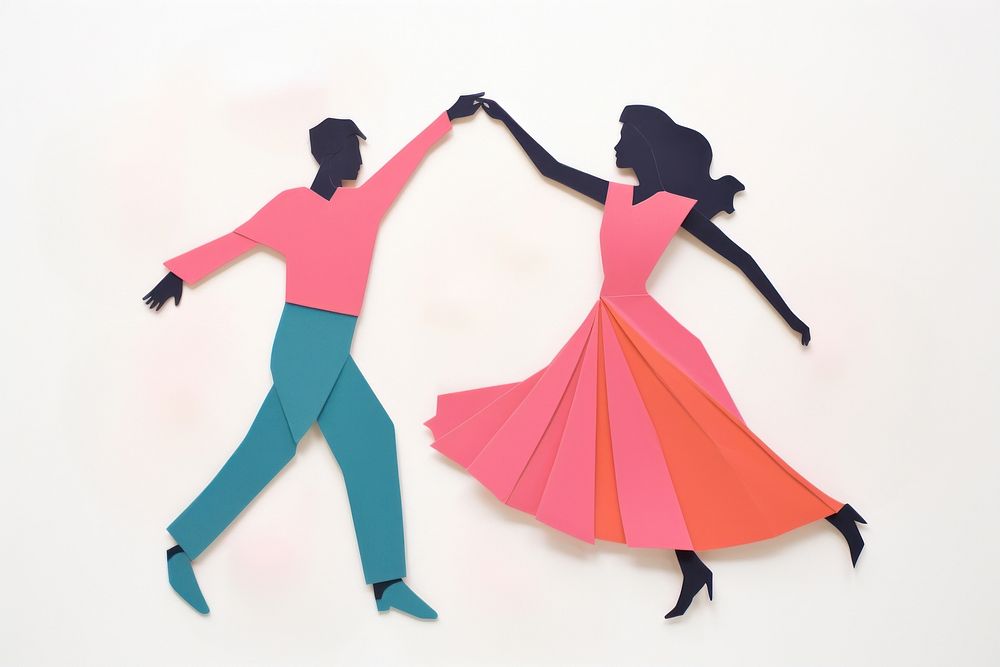 Couple dancing paper art white background. AI generated Image by rawpixel.