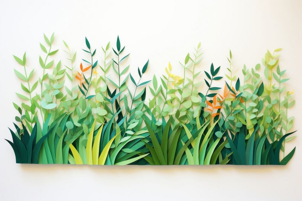 Grass border painting plant art. AI generated Image by rawpixel.