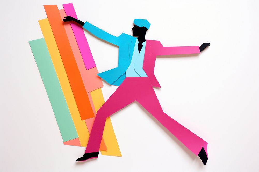 Pop dancing paper art white background. AI generated Image by rawpixel.