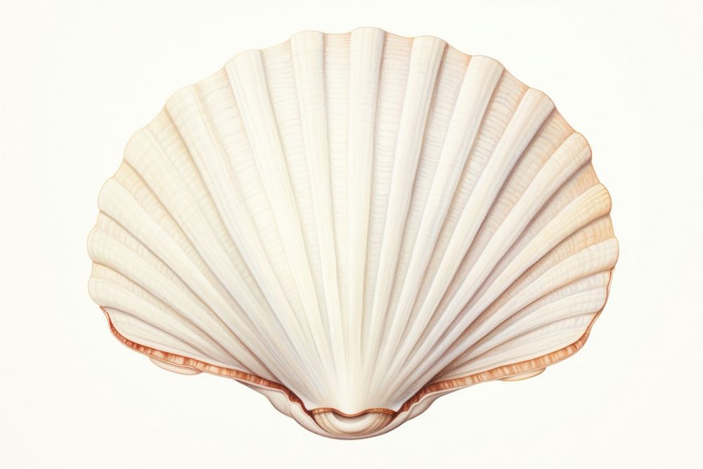 Sea shell seashell clam white background. AI generated Image by rawpixel.