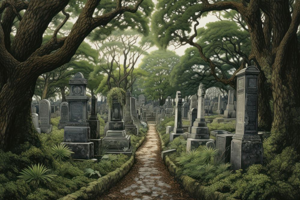 Cemetery tombstone outdoors nature. AI generated Image by rawpixel.