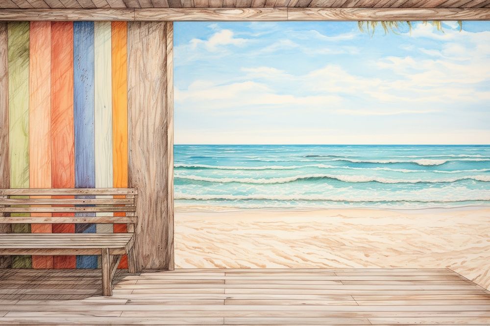 Beach painting outdoors horizon. AI generated Image by rawpixel.