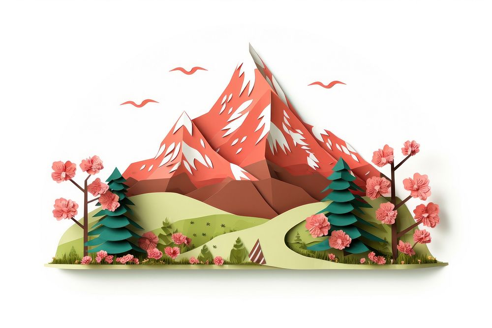Mountain plant art white background. AI generated Image by rawpixel.