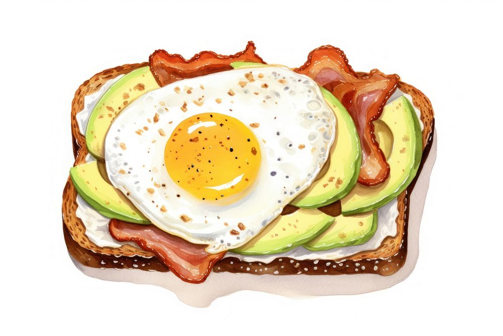 Avocado toast egg bacon food. AI generated Image by rawpixel.