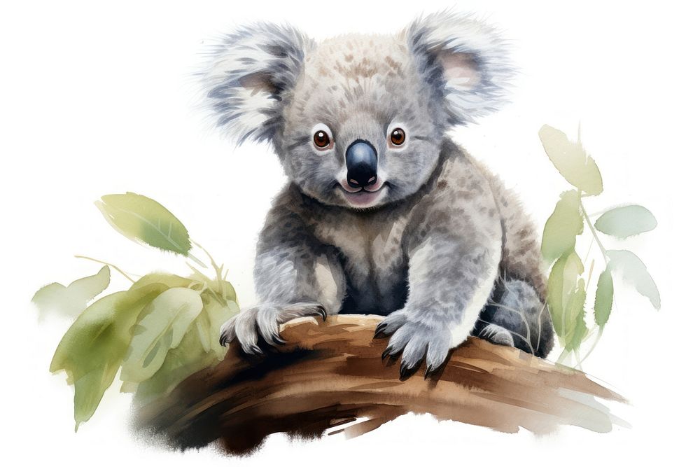 Koala wildlife drawing mammal. AI generated Image by rawpixel.