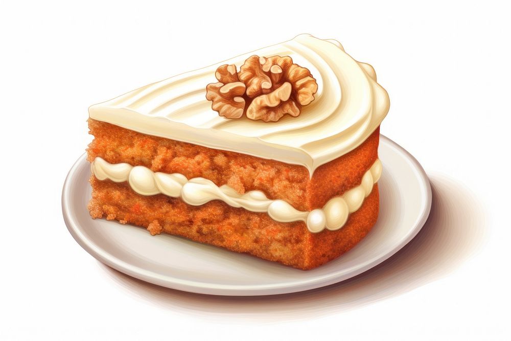 Carrot cake dessert icing plate. AI generated Image by rawpixel.