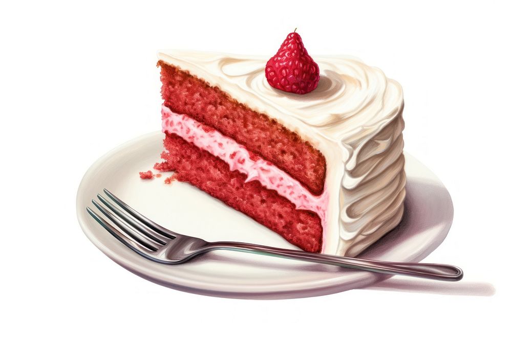 Red velvet cake strawberry raspberry dessert. AI generated Image by rawpixel.