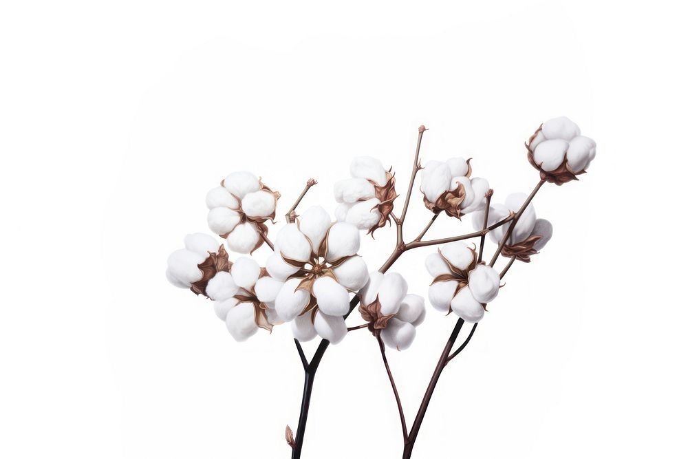Cotton white white background inflorescence. AI generated Image by rawpixel.