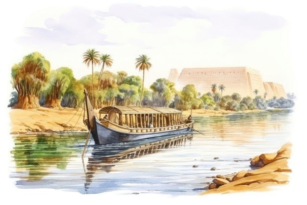 Ancient egypt drawing painting outdoors. AI generated Image by rawpixel.