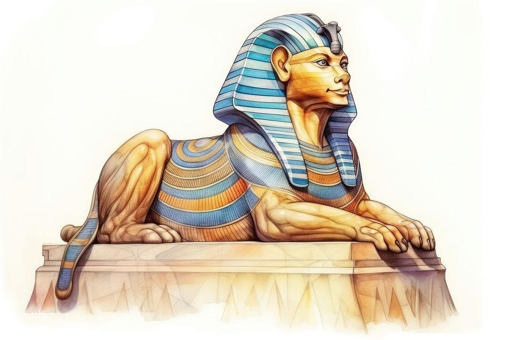 Ancient egypt sphinx sculpture drawing statue. AI generated Image by rawpixel.