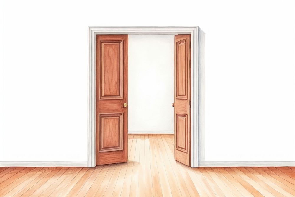 Opening door architecture hardwood flooring. AI generated Image by rawpixel.
