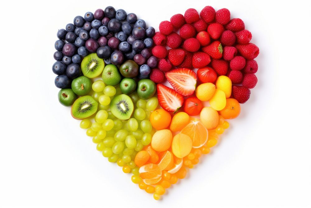 Fruit blueberry raspberry heart. 