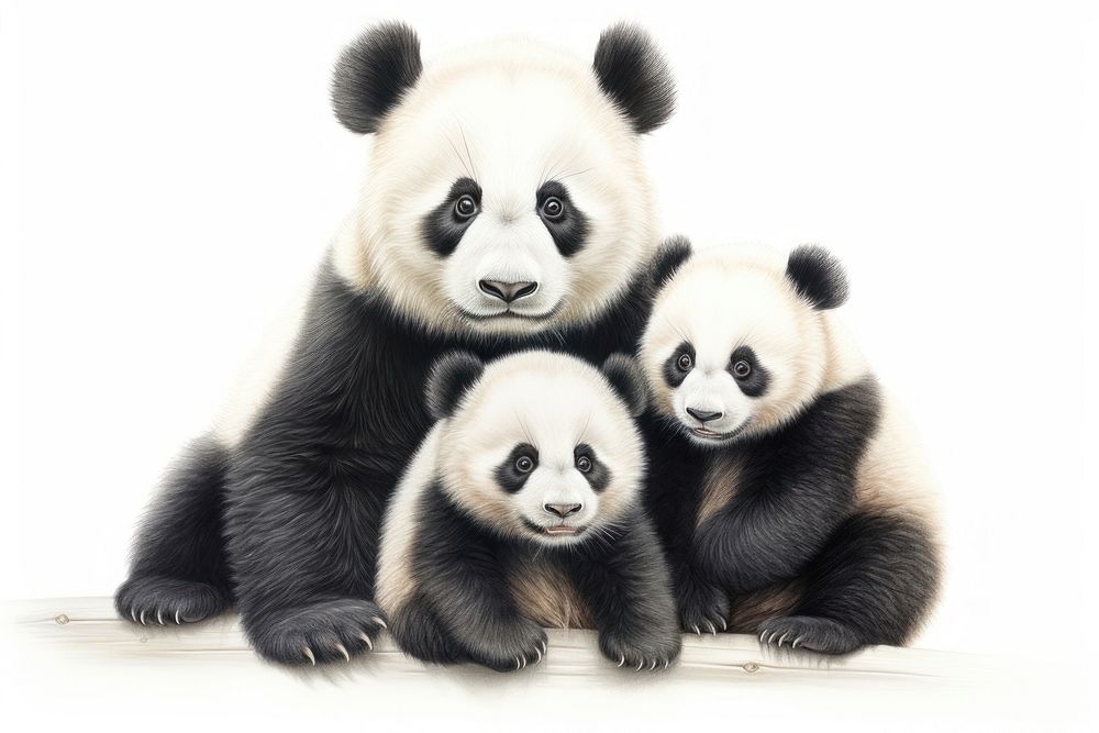 Giant panda family wildlife animal mammal. AI generated Image by rawpixel.