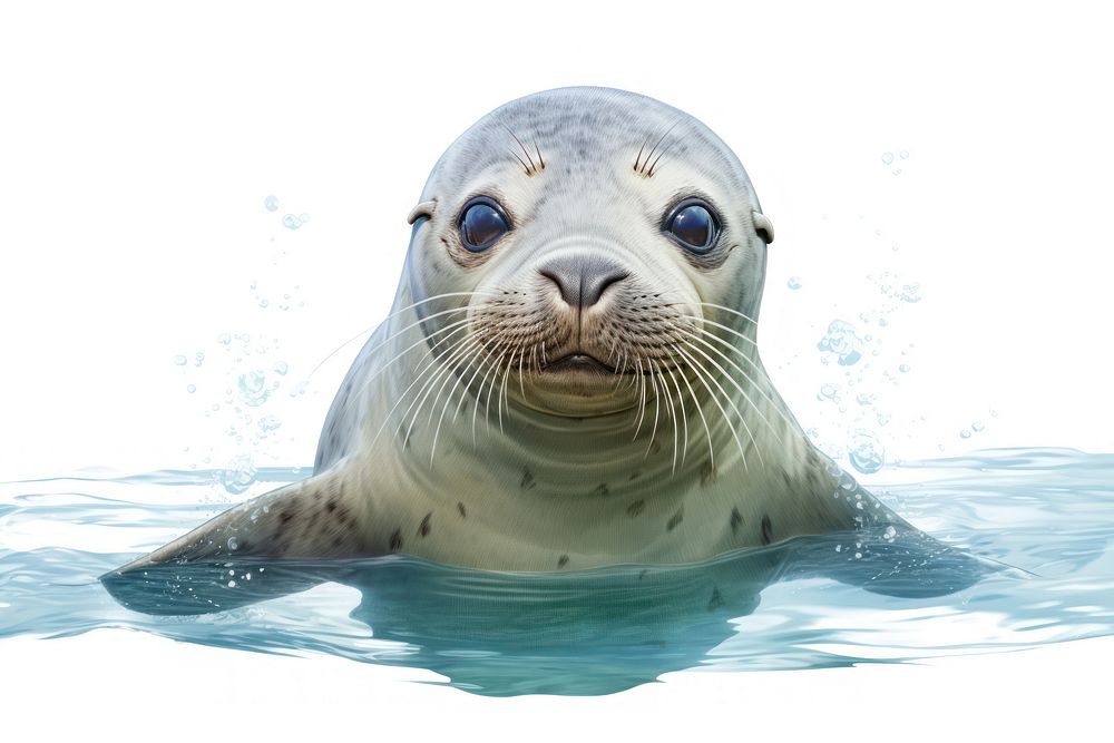 Swimming seal animal mammal cute. 