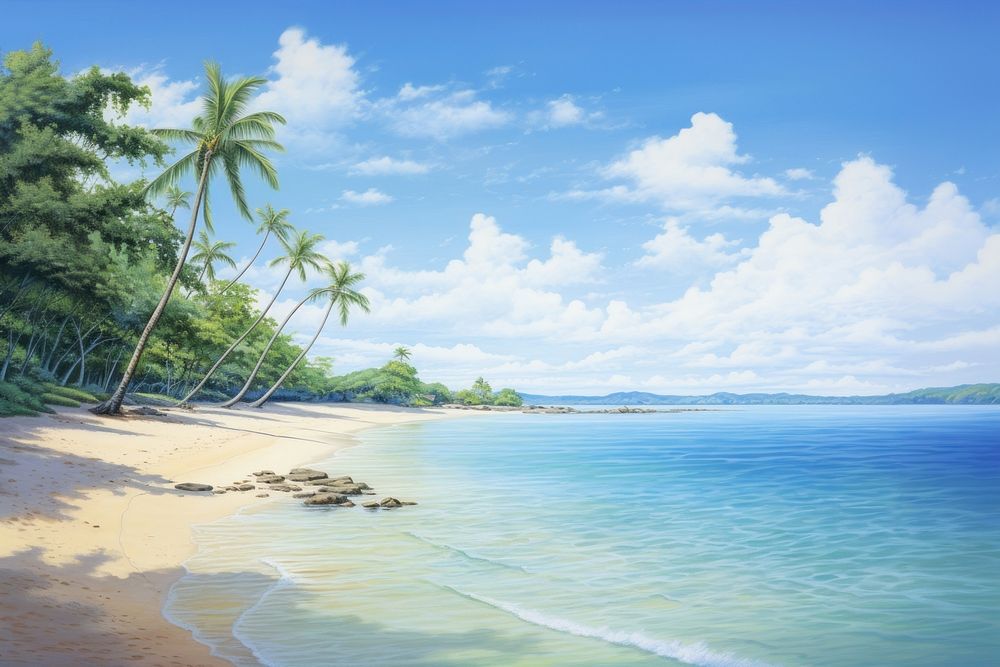 Tropical beach landscape outdoors. 